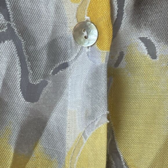 Plus Size 20W Floral Burnout Button Up Blouse Topper Semi Sheer Yellow Gray BOHO - Picture 4 of 10